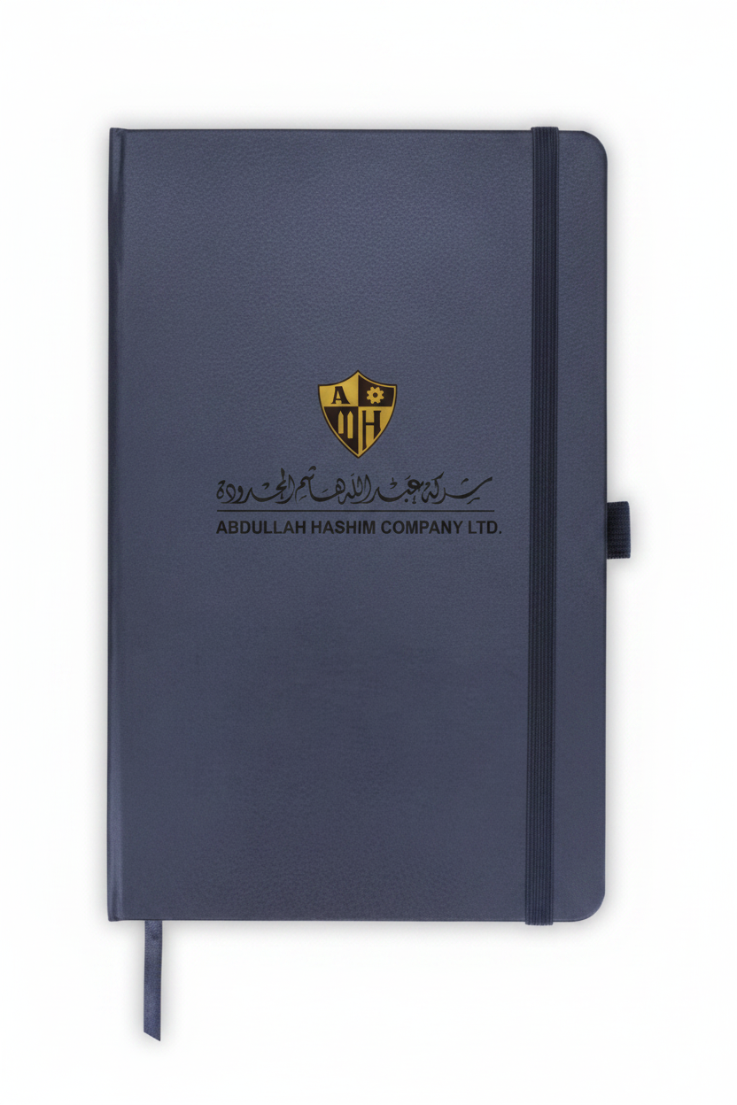 Abdullah Hashim Logo on Navy Blue Notebook