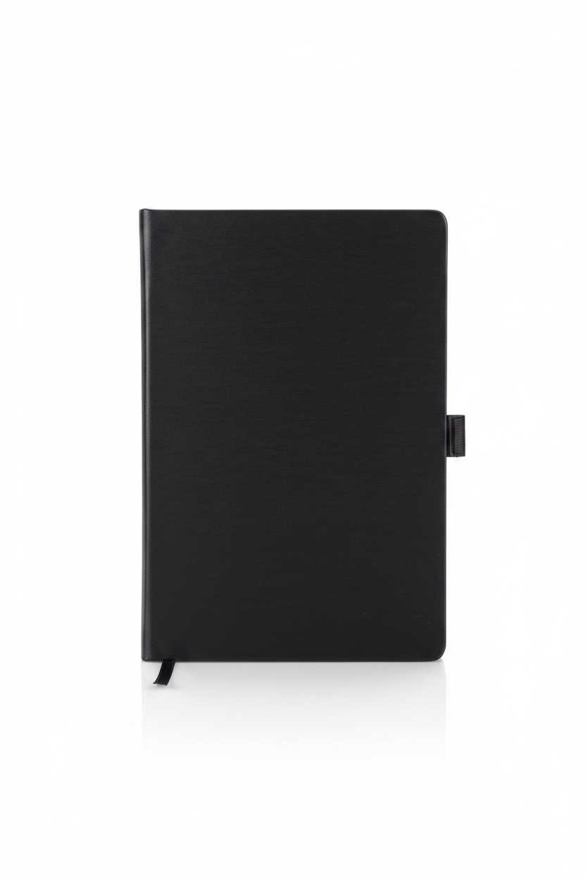 Black Leather Notebook Standing Upright