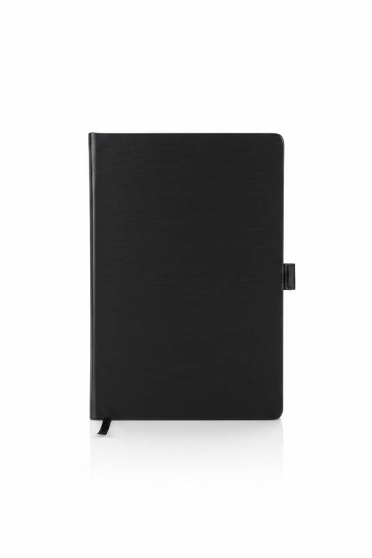 Black Leather Notebook Standing Upright