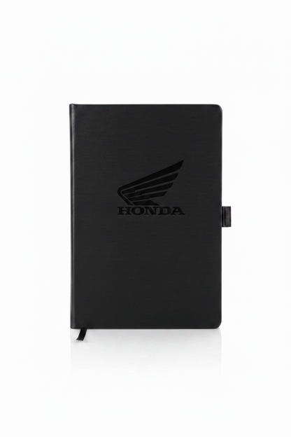 Honda Logo Debossed on Black Leather Notebook