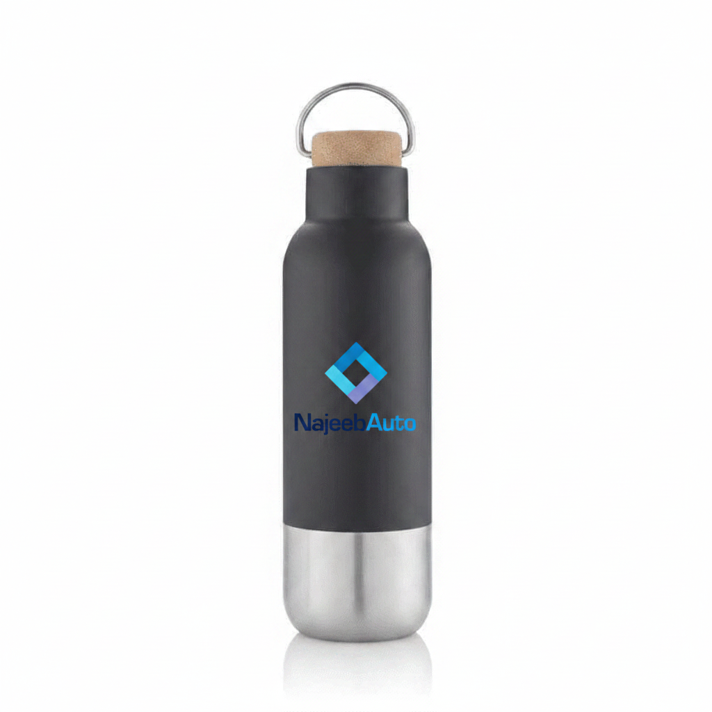 NajeebAuto Logo on Black Bottle